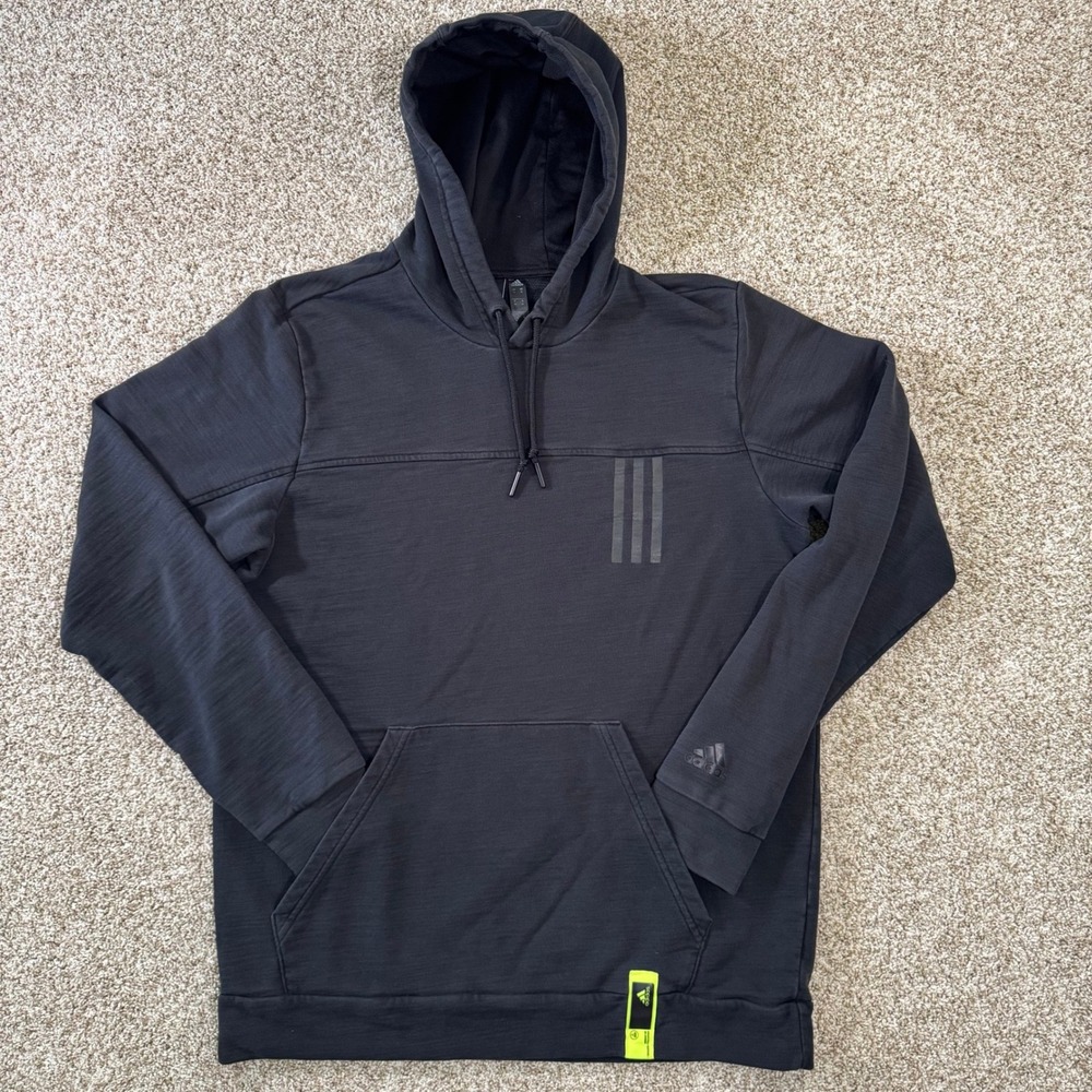 Adidas Mens Size M Black Pullover Hoodie Adidas Ag Running Neon Tag GR0443